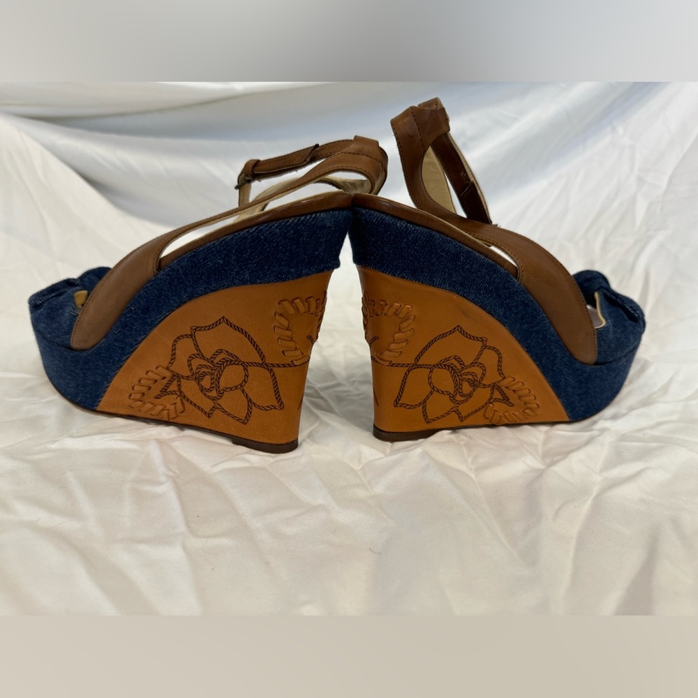 Isabella Fiore Denim and Leather wedges
